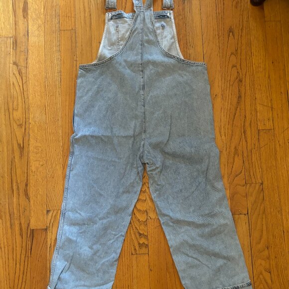 WeWoreWhat Culotte Indigo Denim Cuffed Overalls - Zia Light Rustic, Size S - Picture 9 of 11